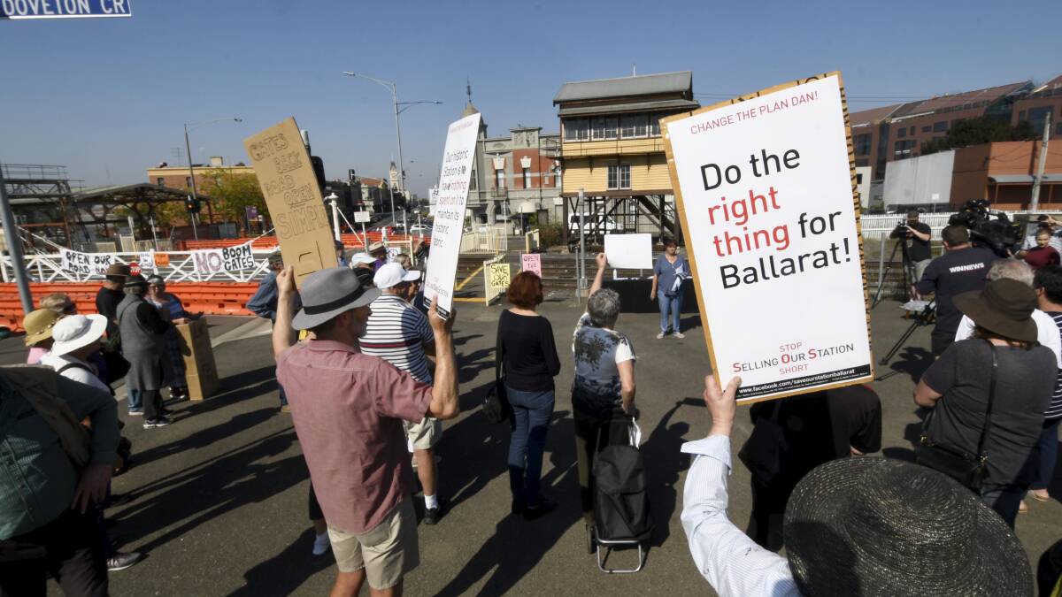 A community protest in March. Picture: Lachlan Bence