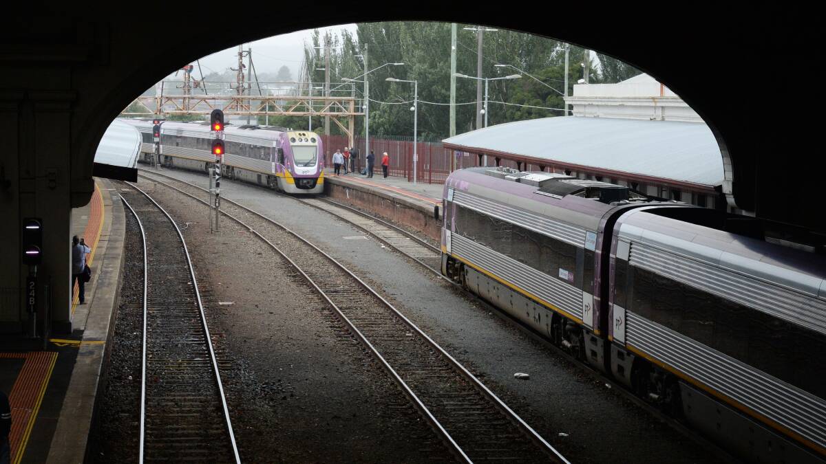 A train separating at Ballarat station. Picture: Kate Healy