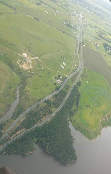 An aerial view of the freeway at Pykes Creek. Picture: contributed