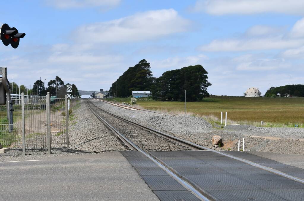 A dead end of new track, with Ballan station in the distance.