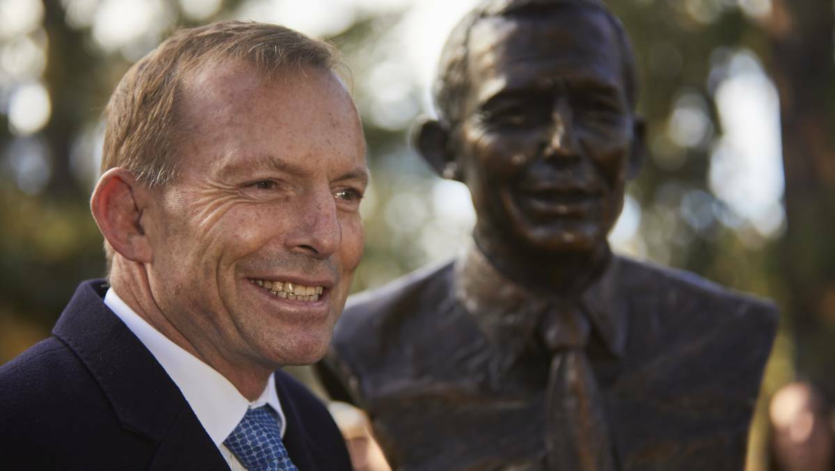 Former Prime Minister Tony Abbott at the unveiling of his bust. File image