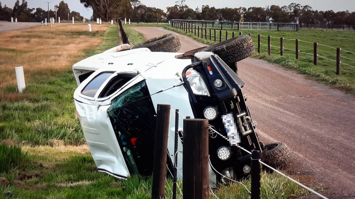 The ute crashed into a fence on Whites Road. Picture: 4KTV