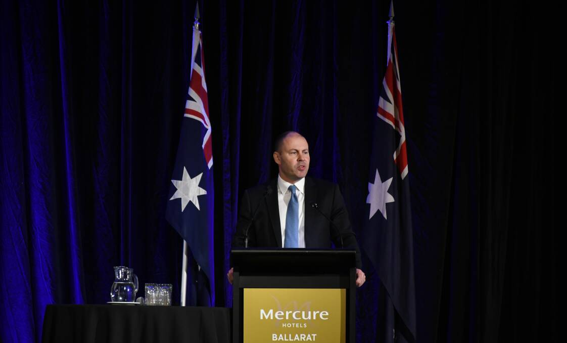 Federal Treasurer Josh Frydenberg speaking in Ballarat in 2019. Picture: The Courier