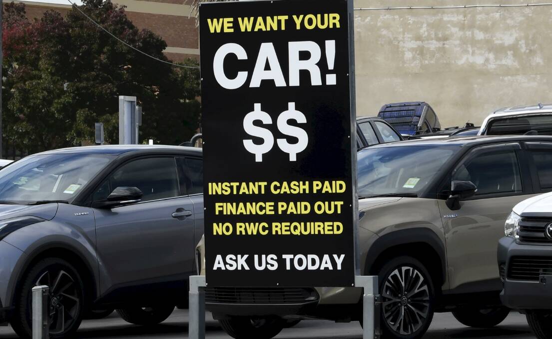 A sign at a dealership in Ballarat last week. Picture: Lachlan Bence