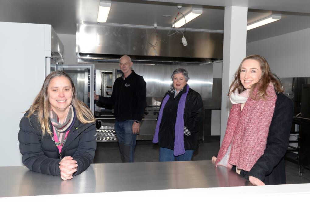 In need: Uniting's Cathryn Ryan, SJ Weir's Noel Gallagher, Alfredton Rotary's Jillian Oliver, and the Oliver Foundation's Fiona Oliver in the new kitchen. Picture: Kate Healy