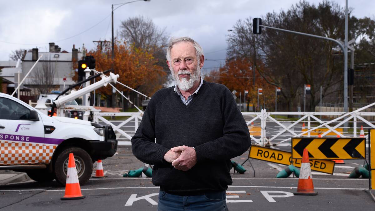 Save Our Station president Gerald Jenzen with the wreckage of the gates in June last year. Picture: Adam Trafford