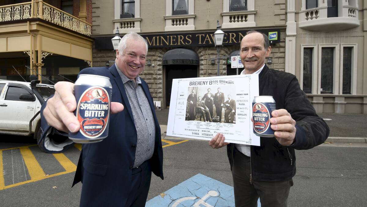 Brothers in arms: Cousins James and Justin Breheny have brought their family's famous beer back to life. Picture: Lachlan Bence