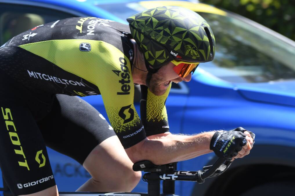 Luke Durbridge sprints to the finish on his way to becoming Australia's road time trial national champion. Pictures: Lachlan Bence