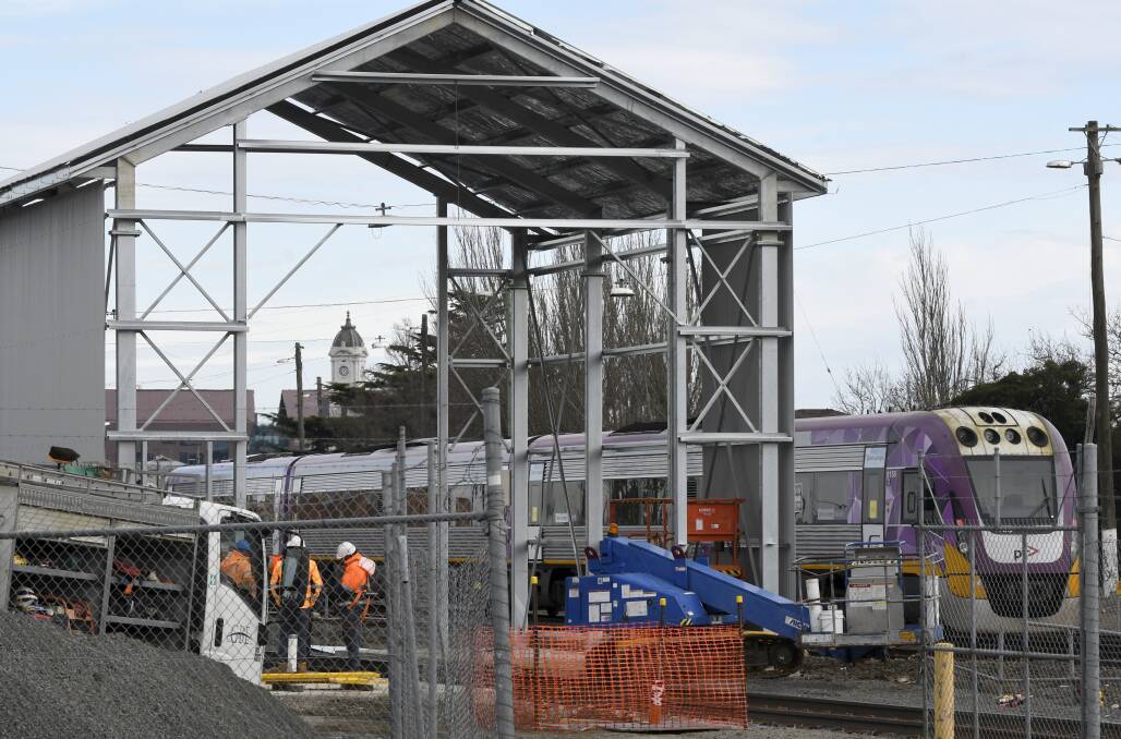 Big shed: The monitoring site is under construction near Humffray Street. Picture: Lachlan Bence
