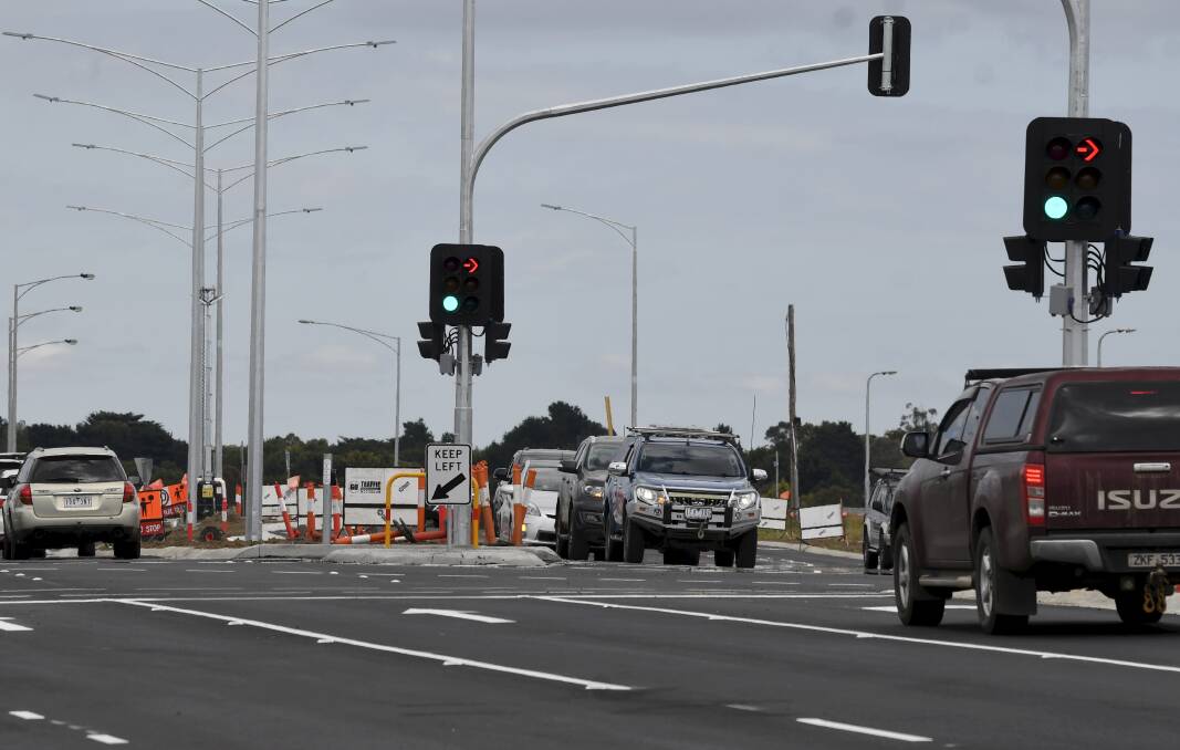 Traffic along the Glenelg Highway near DTC. Picture by Lachlan Bence