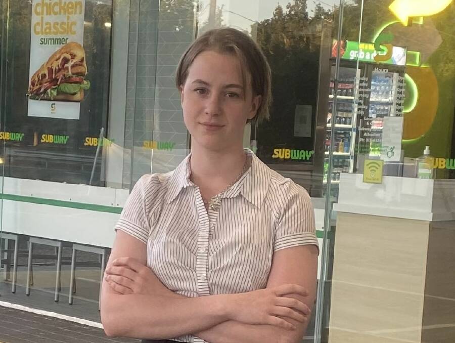 Chantelle Zentveld in front of a Subway store. Picture: contributed