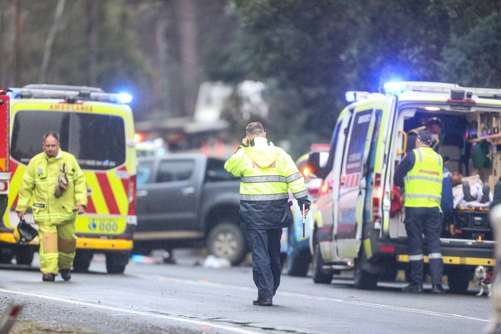 Emergency services at the scene of the crash in June 2022. Picture by Luke Hemer