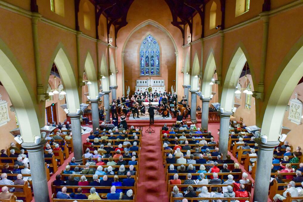 Grand: Bach's St Mark Passion performed at St Alipius' Church to open the 2020 Organs of the Ballarat Goldfields Festival. Pictures: Brendan McCarthy