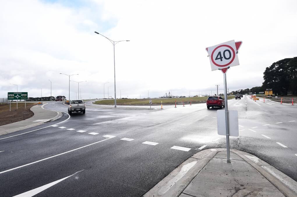 40km/h signs cover recently installed give way signs on Ring Road on Sunday morning. Picture: Adam Trafford