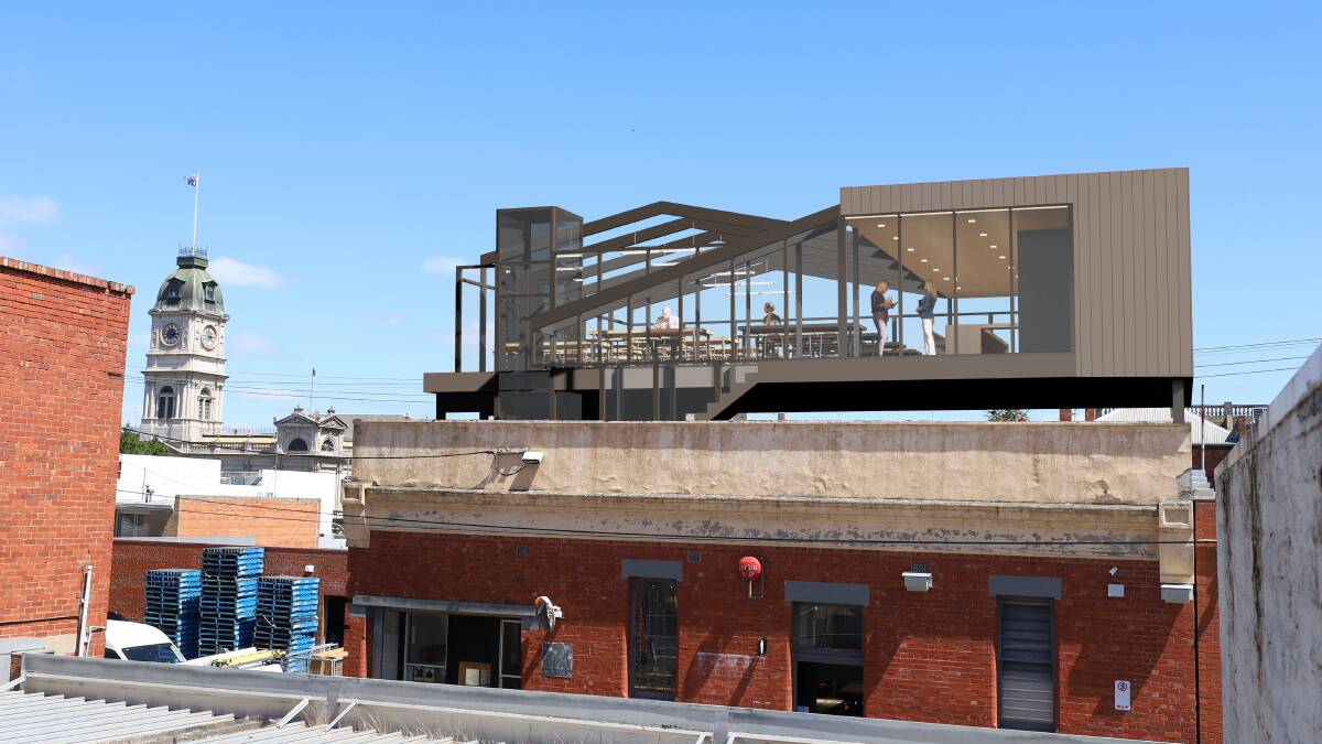 Future: A rendering of a planned rooftop bar at the Hydrant Food Hall. Picture: contributed