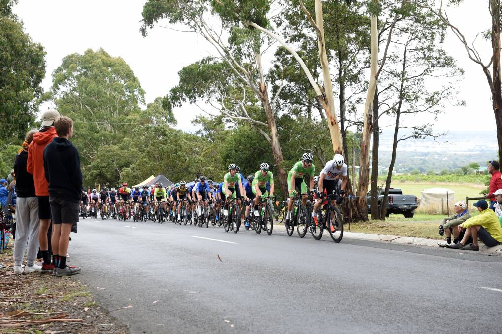 Riders climb the Mount Buninyong hill. Picture: Kate Healy