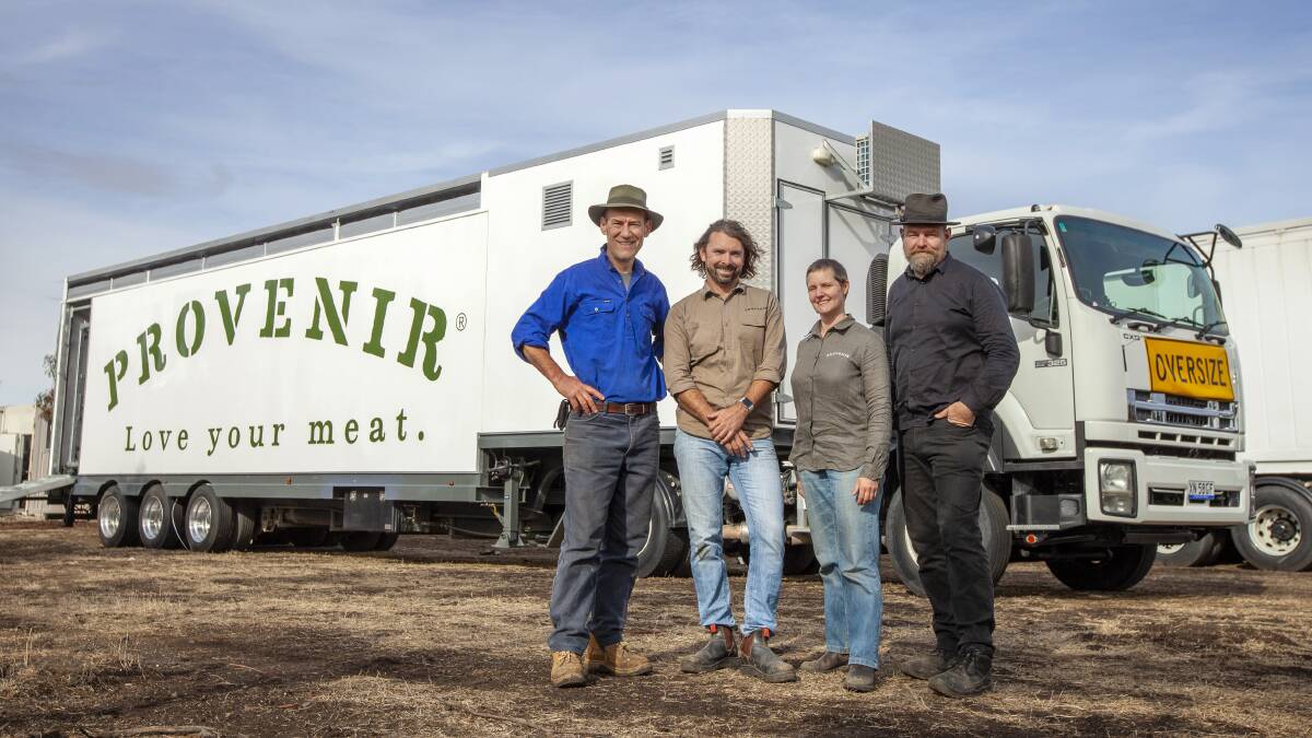 Provenir's founders, in front of their mobile abattoir (from left) Phil Larwill, Chris Balazs, Jayne Newgreen and Christopher Howe. Picture: contributed