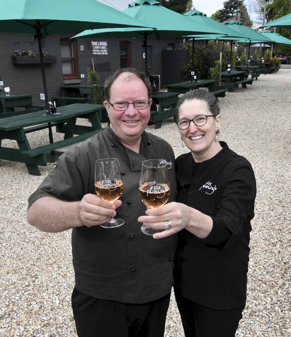 Mark and Ruth Mills in the Plough Trentham's new beer garden. Picture: Lachlan Bence