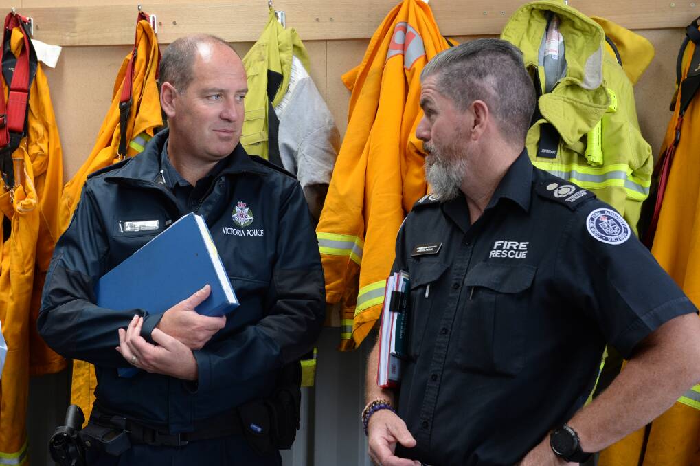 Alistair Nibet (Acting Inspector, Victoria Police) and Bernie Fradd (Operation Manager, CFA)