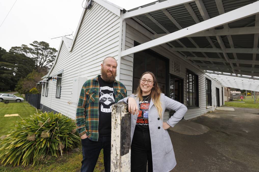 Dane Gosper and Nina Roxburgh outside the Mount Egerton general store, which they hope to reopen next year. Picture by Luke Hemer