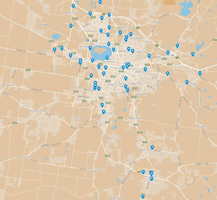 Some of the sites across Ballarat chosen for asphalt patching - check out the full interactive map below