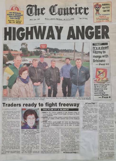 A Courier frontpage from 1996 calling for action at the Warrenheip intersection.