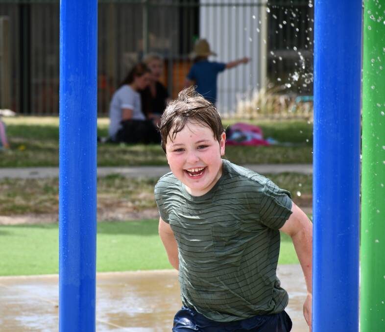 William, age 7, at the splash park on Monday