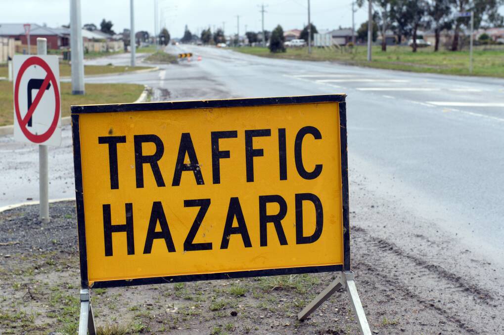 A traffic hazard sign in Sebastopol. File image