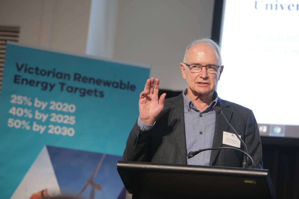 Professor Ross Garnaut speaking at the Decarbonising Victoria forum in Ballarat on Friday. Picture: contributed