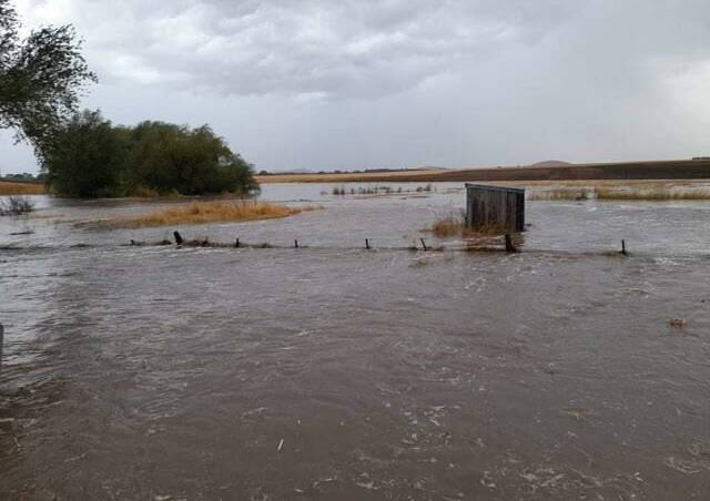 Flooded paddocks near Tourello Road on Wednesday. Picture: contributed