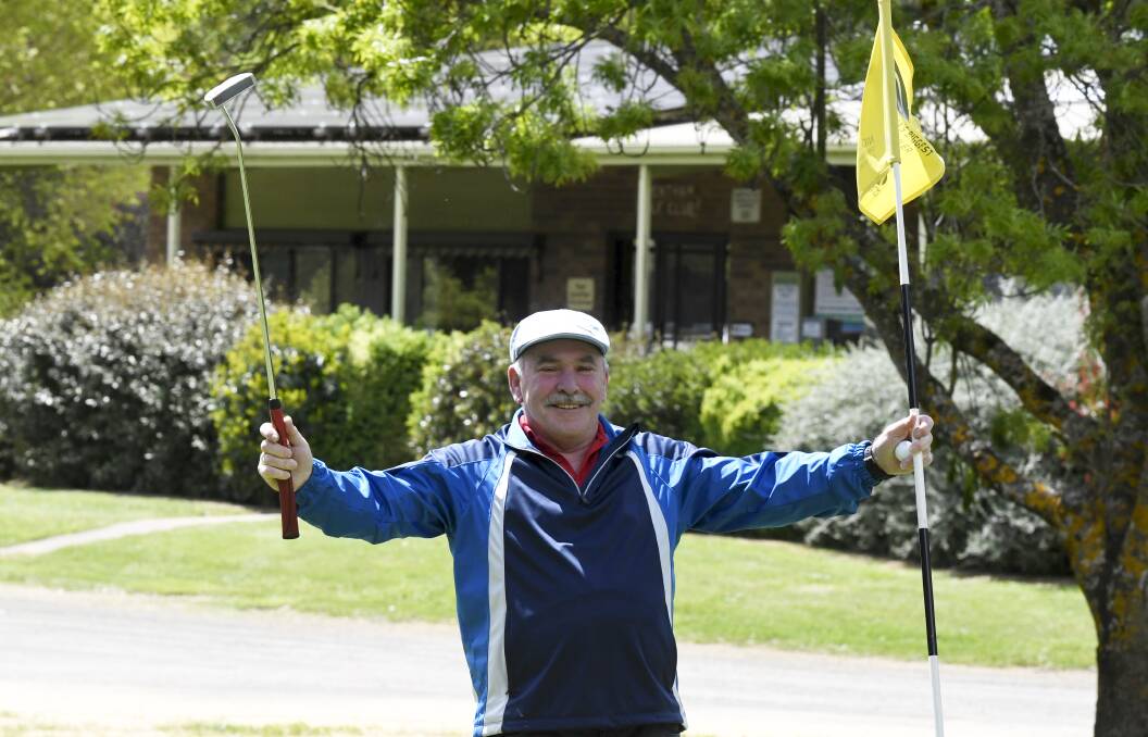 Fresh air: Trentham Golf Club member and Taylors Lakes resident John Williams has been waiting months to have a hit. Picture: Lachlan Bence