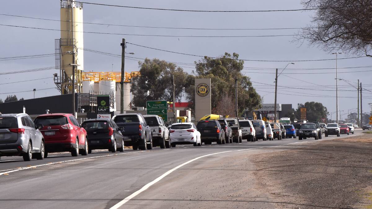 Plan ahead and expect delays: Traffic banked up at the Latrobe Street-Wiltshire Lane intersection before upgrade works began. File photo