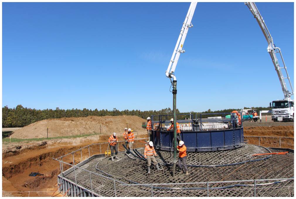 Pouring concrete for turbine foundations has begun at the Lal Lal wind farm. Picture: supplied