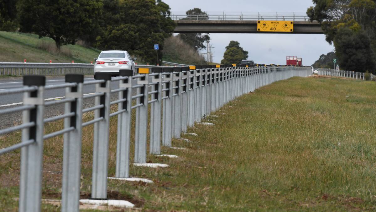Safety system: Wire rope barriers have been installed at the Gordon overpass on the Western Freeway. Picture: Lachlan Bence