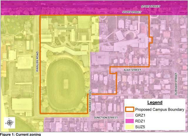 Proposed rezoning of the Sturt Street campus to special use. 