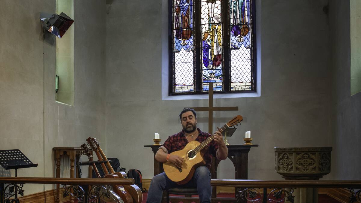 Heavenly: Mick Trembath performs in the Buninyong Anglican Church on Saturday. Picture: David Thomson