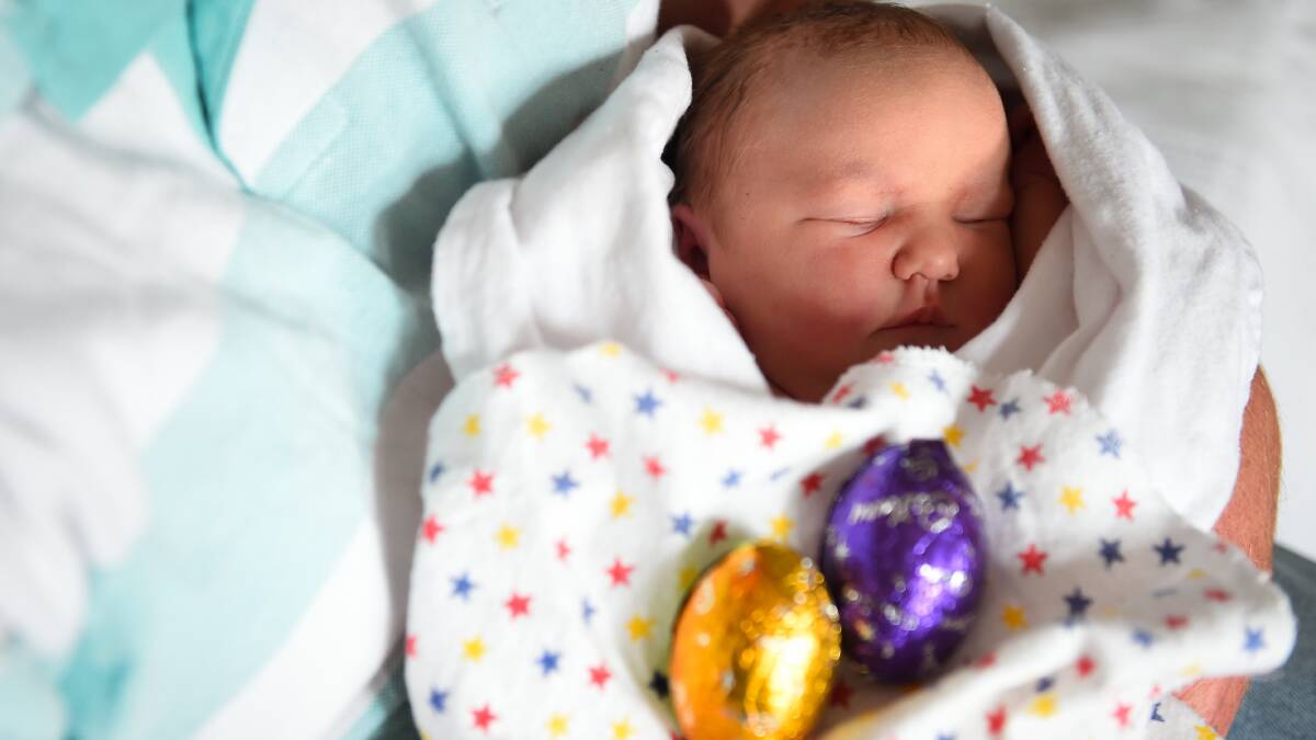Newborn baby Maggie Coates, born on Saturday April 20, after a visit from the Easter Bunny. Picture: Adam Trafford