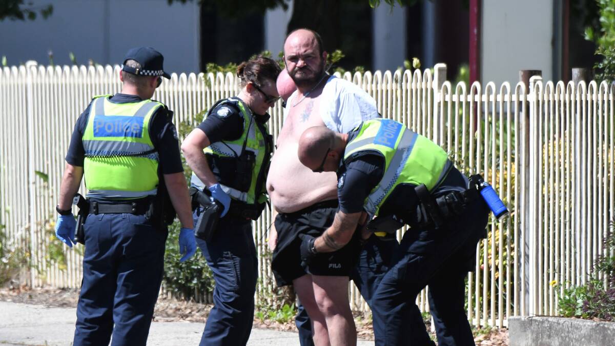 Matthew Denouden on arrest on Boxing Day last year. Picture: Lachlan Bence