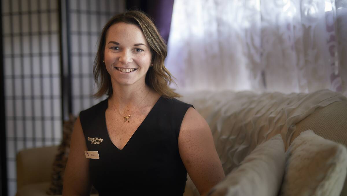 All smiles: Founder and CEO of PhysiPole Studios Kristy Sellars, which started in Ballarat and has franchised across the eastern states. Picture: Luka Kauzlaric. 