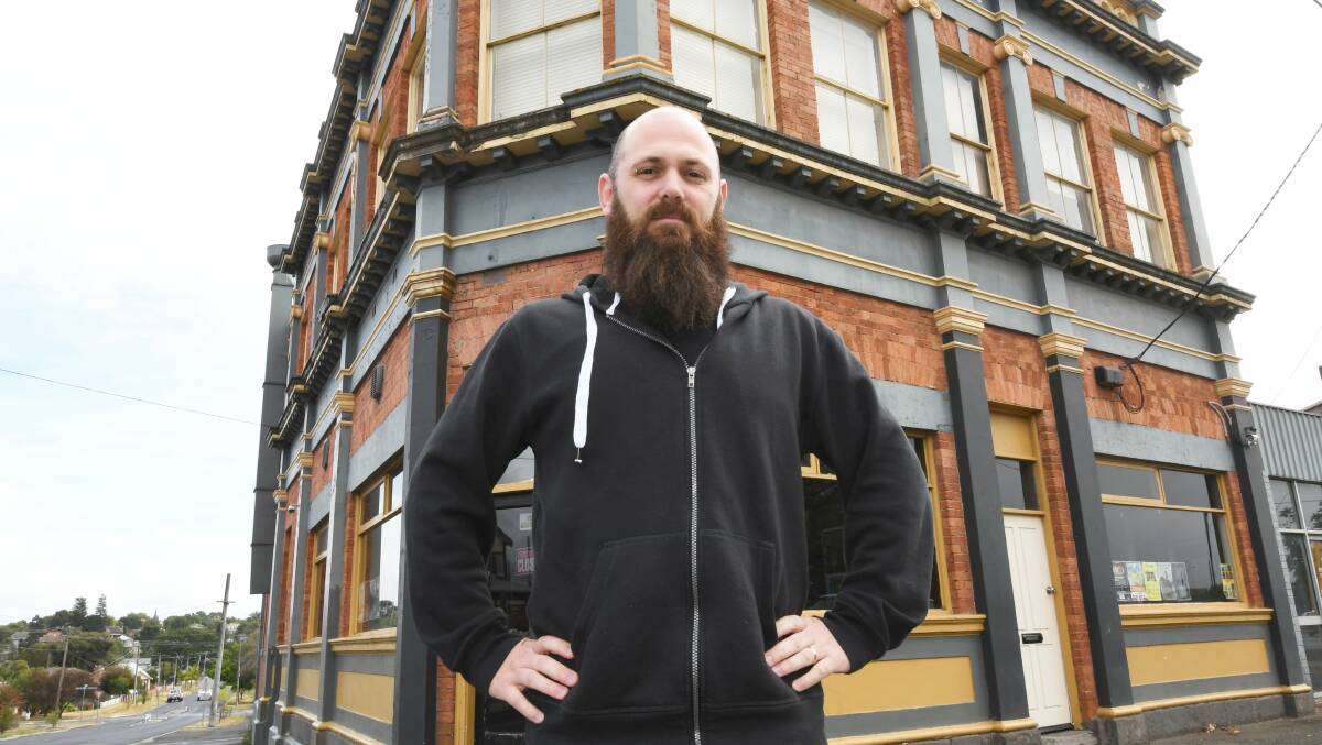 Ready to rock: Liam Frost-Camilleri outside The Eastern, which will host the Beyond Black fundraiser on March 22. Picture: Lachlan Bence