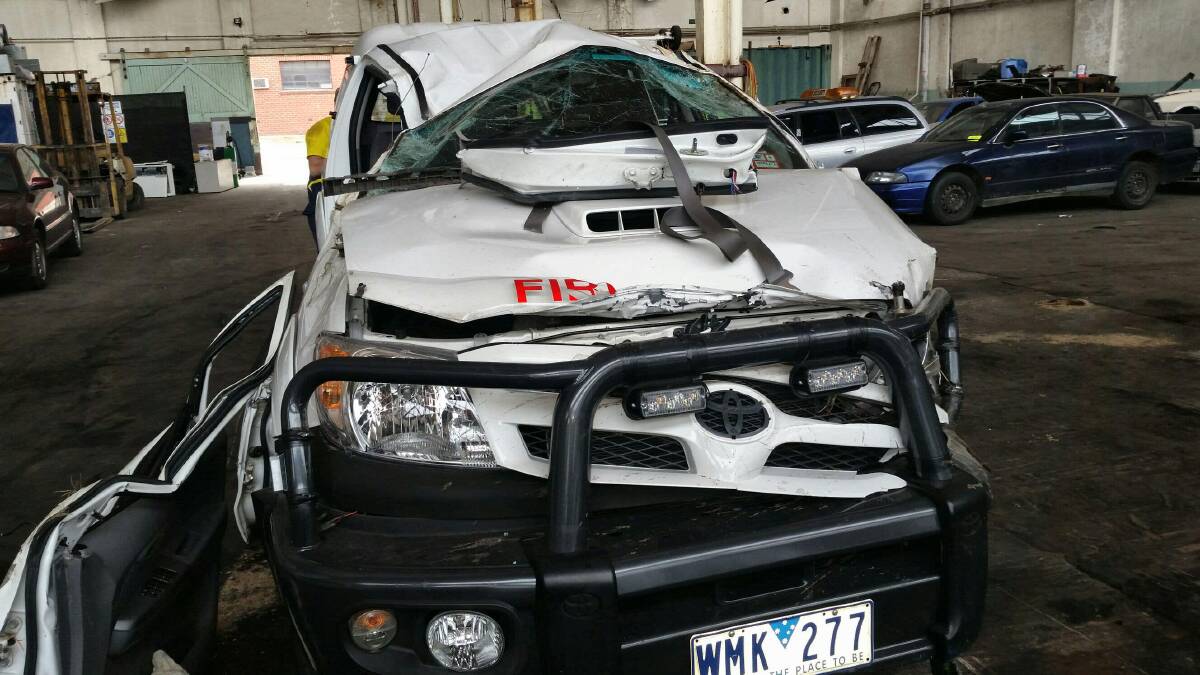 The mangled 4WD after the accident. Picture: Allan Jubber