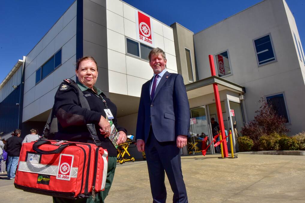 Ready to help: St John Ambulance Grampians region manager Brenda Clayton and CEO Gordon Botwright at the new integrated Alfredton premises, which will house first aid training, event assistance and non-urgent patient transport. Picture: Brendan McCarthy