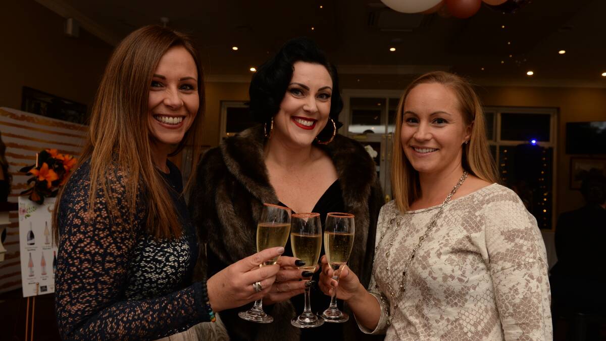 Glamour girls: Bree Vendy, Amanda Rush and Emily Hawkes at the Eureka Mums 'Ladies by the Lake' fundraiser. Picture: Kate Healy