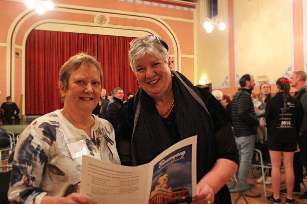 Future in their hands: Buninyong and District Community Association convener Linda Zibell and City of Balalrat's chief executive officer Justine Linley at the Buninyong Town Hall on Tuesday night. 