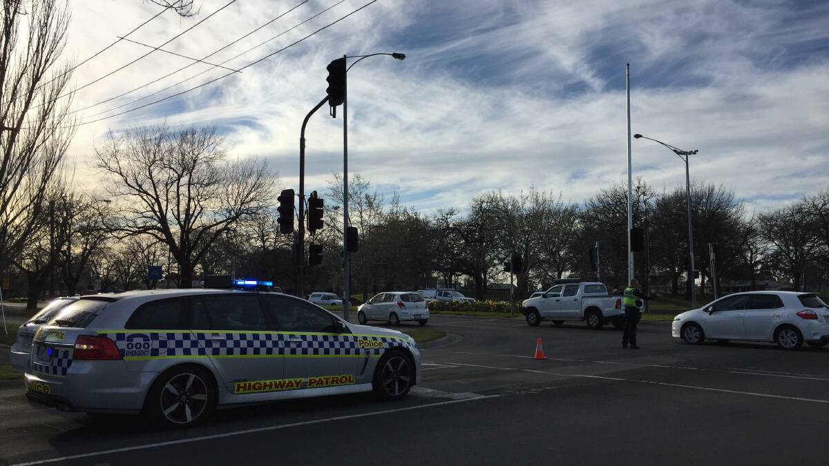 Police are on scene directing traffic at the corner of Sturt and Pleasant streets, after a power outage in Ballarat Central. 