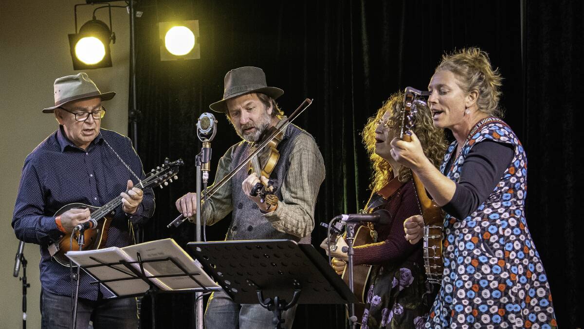 Tuned up: The Buninyong-based band Hardies Hillbillies take to the stage for the first Bended Knee Music Festival on Saturday. More than 250 visited the grassroots festival. Picture: David Thomson