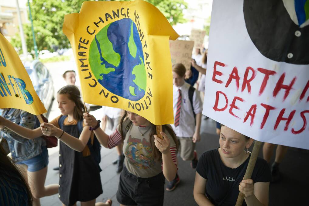 Signed up: Students march in the 2018 Ballarat student Strike 4 Climate Action protest in November last year. Picture: Luka Kauzlaric