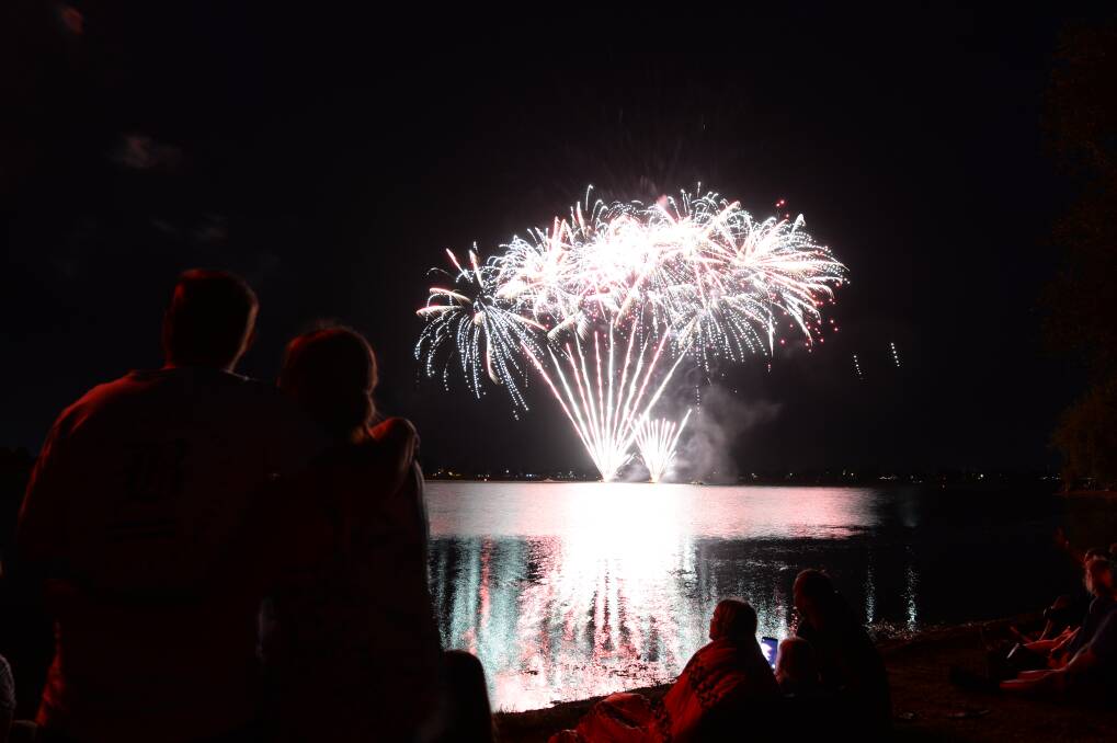 Light show: Revelers father at Lake Wendouree to watch the fireworks on January 26 this year. Picture: Kate Healy