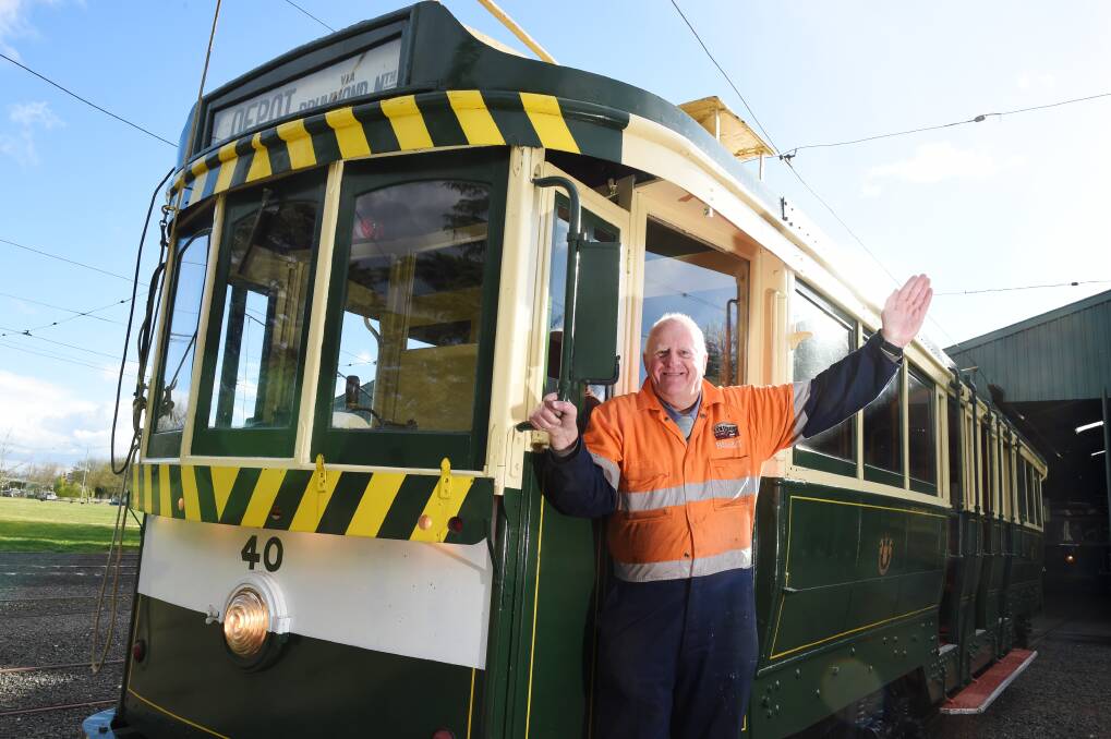 All aboard: Ballarat Tramway Museum operations manager Neville Britton prepares the 105-year-old Number 40 tram for an evening trip on Wednesday. Picture: Kate Healy 