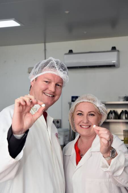 Mint: Minister for Industry and Employment Ben Carroll and Wendouree MP Sharon Knight tour Ferndale Confectionery. Picture: Kate Healy